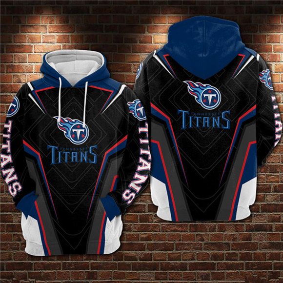 Men's Tennessee Titans Black/Blue 3D All Over Print Pullover Hoodie